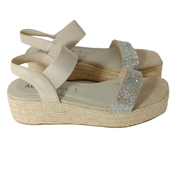 Anne Klein Natalia Sandals Women's Size 9.5M Espadrill Rhinestone Strappy - Picture 1 of 10